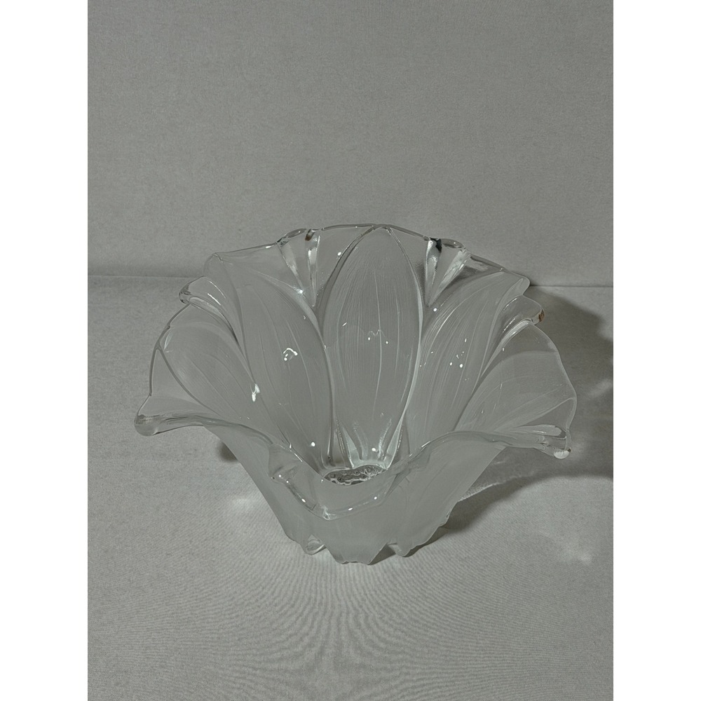 Vintage Walther Glas Mikasa Crystal Satin Frosted Sunflower Glass Bowl